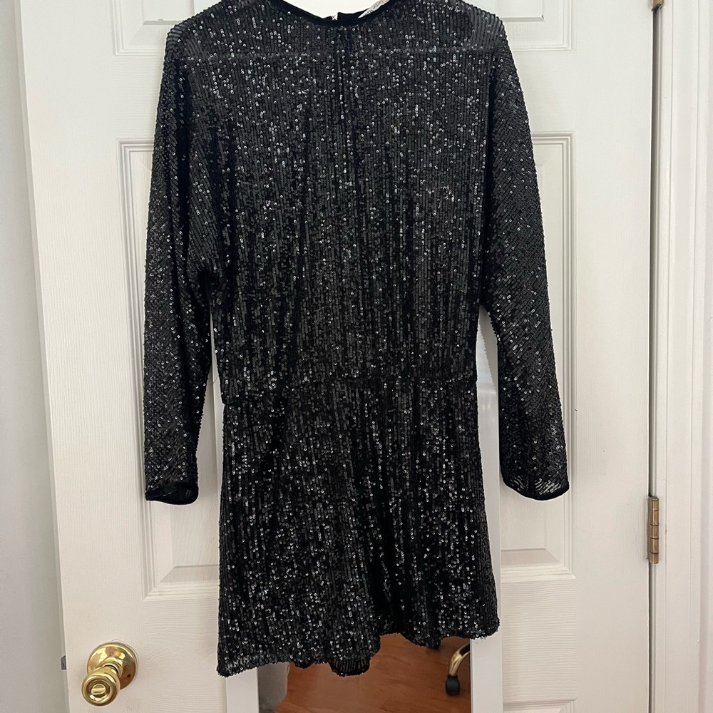 Zara Black Sequin Long Sleeve Romper (Size S)